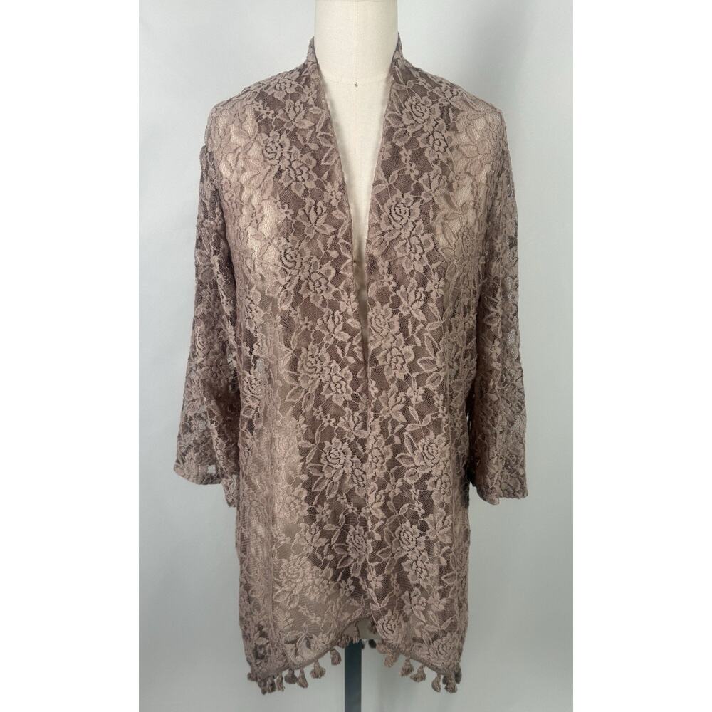 NWT-Emi&Joe Large‎ Lace Floral Sheer Cardigan Embroidered Bohemian Flowy Gypsy